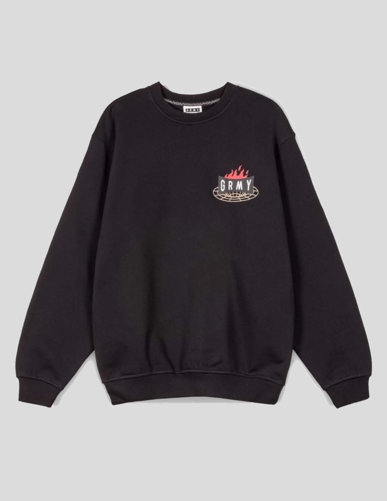 Sudadeira GRIMEY back at you vintage crew black